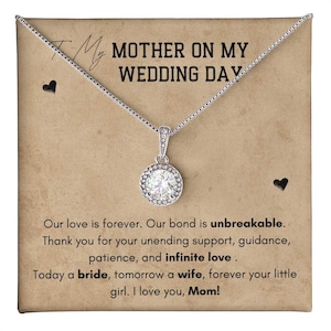 Collana delicata, regalo per la mamma il giorno del matrimonio, madre della sposa, regalo dalla figlia, regalo di nozze, gioielli con messaggio, gioielli da sposa