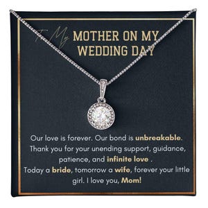 Collana delicata, regalo per la mamma il giorno del matrimonio, madre della sposa, regalo dalla figlia, regalo di nozze, gioielli con messaggio, gioielli da sposa