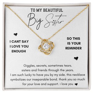 Collana con ciondolo per mia sorella, regalo di compleanno per sorella da parte di sorella, regalo di Natale per sorella maggiore, gioielli per sorella, per mia sorella maggiore, regalo per sorella