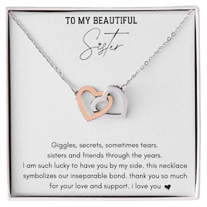 Zierliche Halskette für meine Schwester, Geschenk von Schwester zu Schwester, Zwei Herzen Halskette, Schwester Geburtstagsgeschenk, Schwester Schmuck Geschenke, Weihnachtsgeschenk