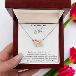 Dainty Necklace To My Sister, Gift From Sister To Sister, Two hearts necklace, Sister Birthday Gift, Sister Jewelry Gifts, Christmas gift