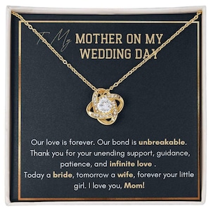Sierlijke ketting, cadeau voor moeder op trouwdag, moeder van de bruid, cadeau van dochter, huwelijkscadeau, berichtkaartsieraden, huwelijkssieraden