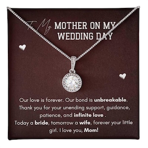 Zierliche Halskette, Geschenk für Mama am Hochzeitstag, Mutter der Braut, Geschenk der Tochter, Hochzeitsgeschenk, Nachricht Karte Schmuck, Hochzeitsschmuck