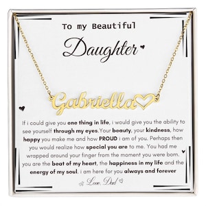 Pendant name Necklace, Custom name Necklace to my Daughter from Father, Dad to Daughter birthday gift, Personalized Christmas gift fo her