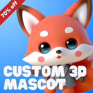 Konwersja 2D do 3D, Niestandardowy uroczy model 3D, Chibi 3D, Zwierzę 3D, Kreskówka 3D, Modelowanie i renderowanie postaci 3D, Blender, Rzeźbienie, Maskotka