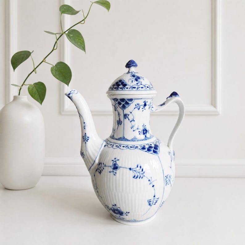 Royal Copenhagen Blue Fluted Half Lace #519 Coffee Tea Pot – 1200 Ml - Etsy