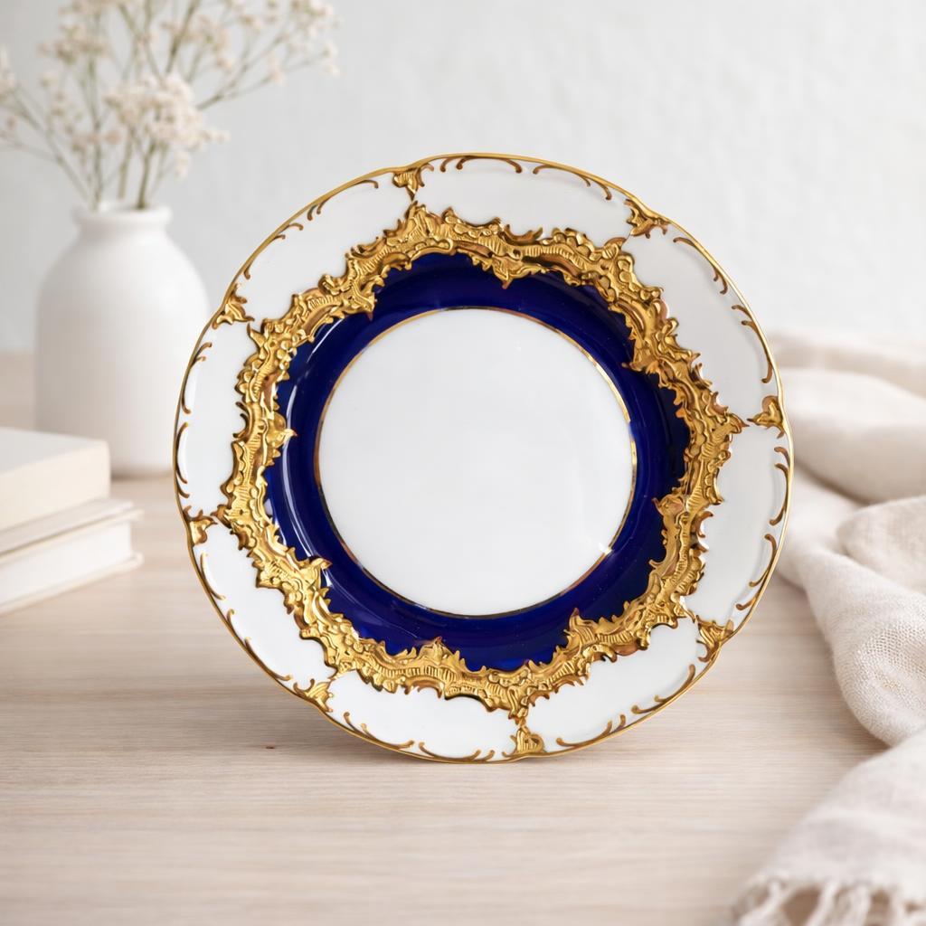 Meissen B-form Dessert Plate | Hand-painted Porcelain With Gilded