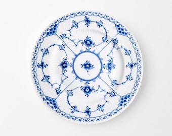 Royal Copenhagen Blue Fluted Half Lace Cake #574 Dessert Plate Vintage Danish Porcelain