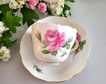 Meissen New Cutout Rose Cup & Saucer – Hand-Painted, First Quality, Pink Rose, German Porcelain, Vintage Elegant Demitasse Cup