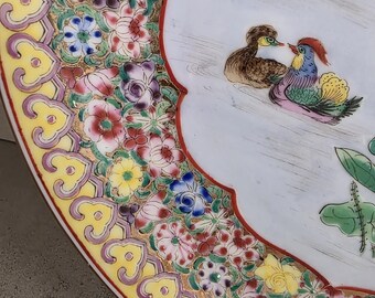 中国磁器皿 • 1900年代 黄色と金色の花柄 • オシドリ • 26 cm - Etsy 日本