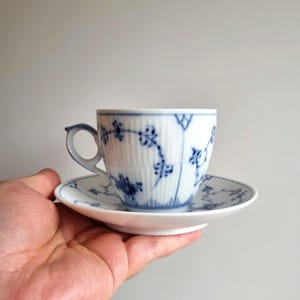 Royal Copenhagen Blue Fluted Plain #78 Teacup & Saucer – 200ml Hand-Painted Danish Porcelain