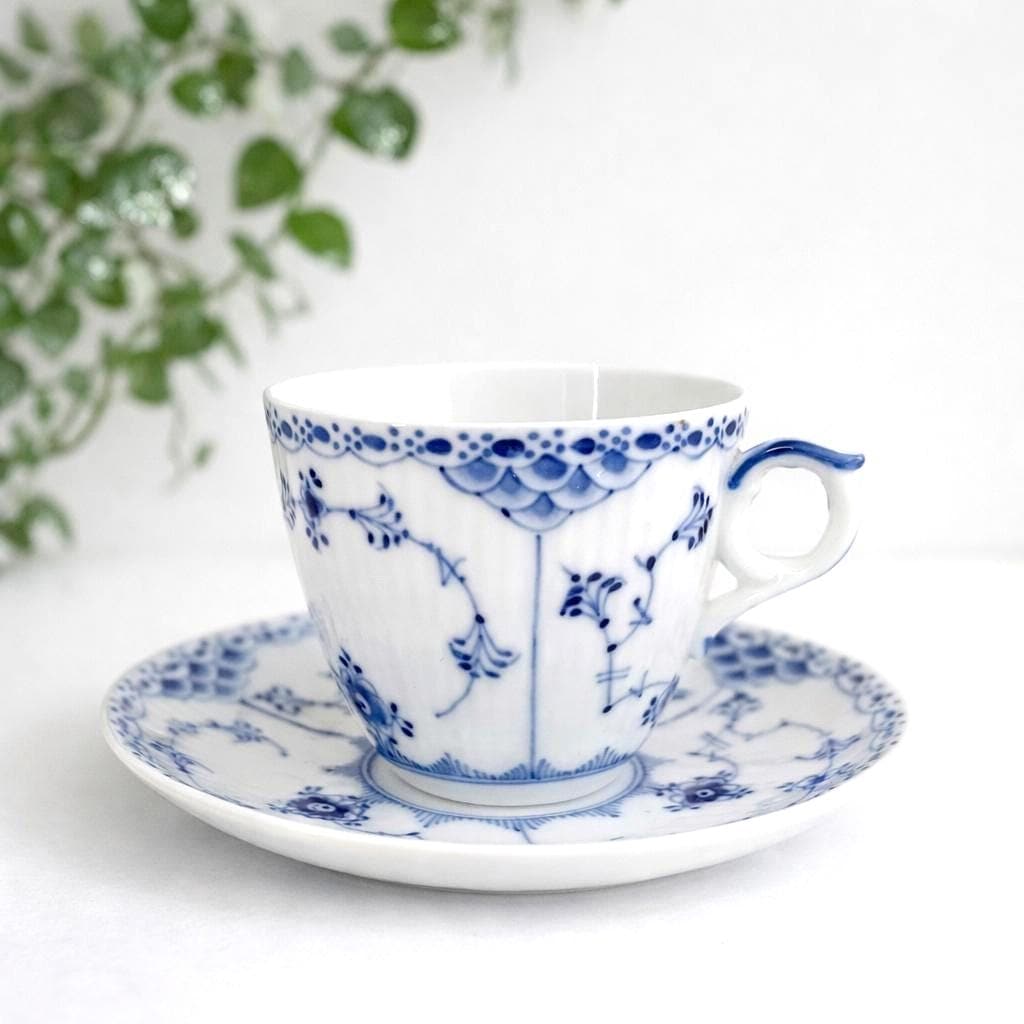 Royal Copenhagen Blue Fluted Half Lace #719 Cup With Saucer 140 Ml