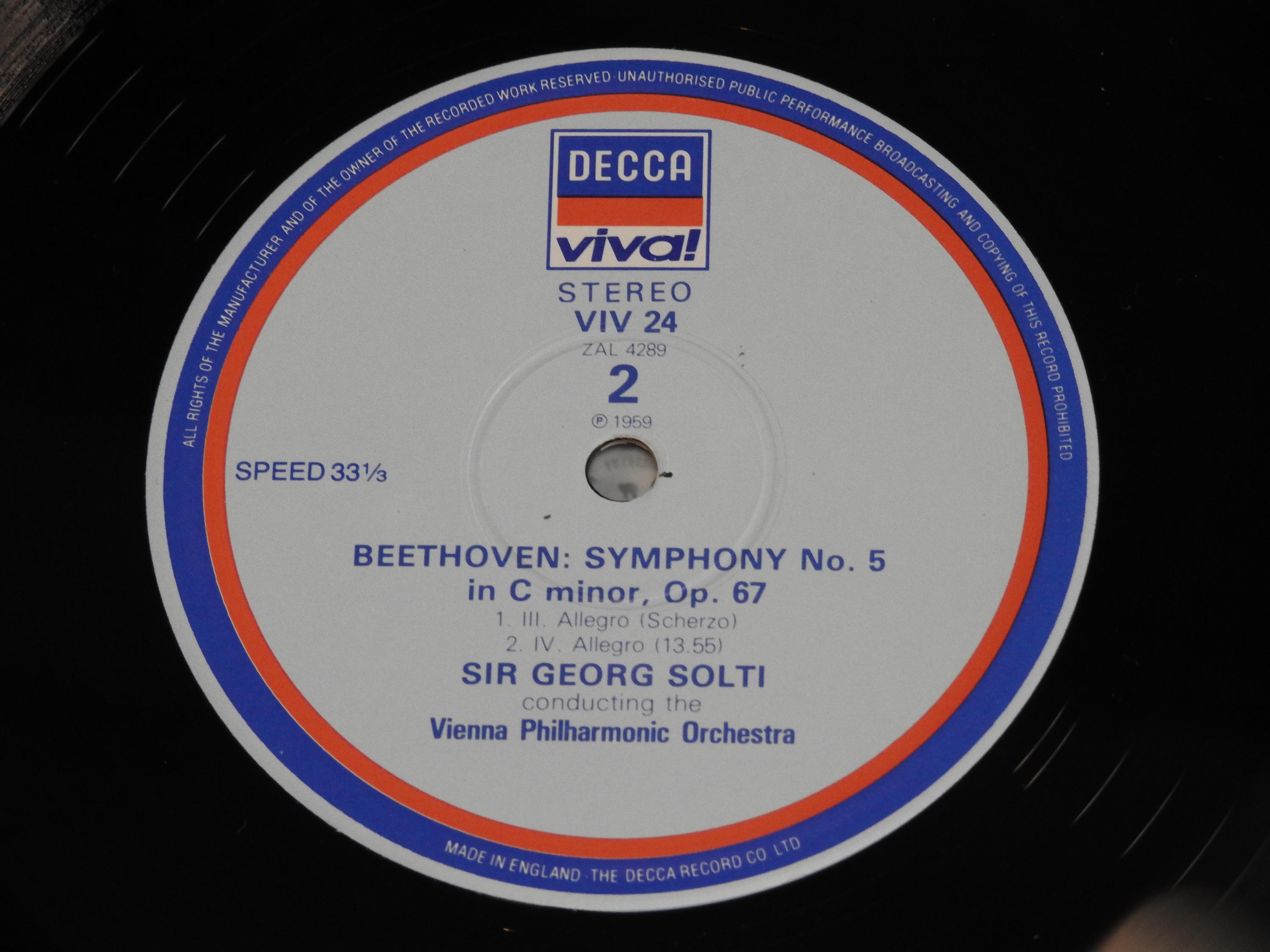 Vintage 1959 Vinyl Album GEORG SOLTI Beethoven Symphony 5 Vienna