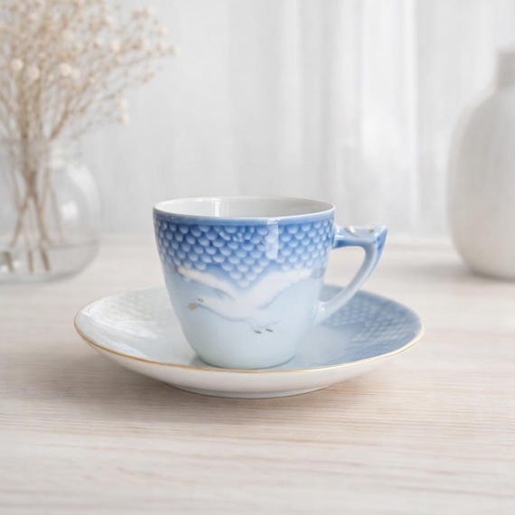 Bing & Grøndahl Seagull Coffee Cup With Saucer 16 Cl, Vintage