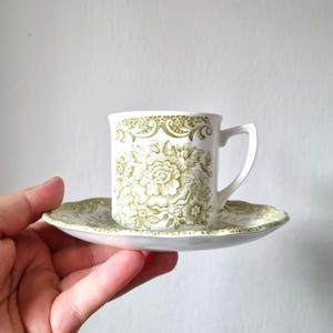 Royal Staffordshire Avondale Cup and Saucer by J&G Meakin, Green Floral Ironstone, Vintage English Tea Cup Set, 1960s Staffordshire China
