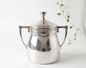 Rare Swedish Empire Silver Plated Sugar Bowl 1900s