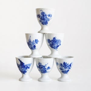 Royal Copenhagen Blå Blomma #8179 Set med 6 Äggkoppar Första Kvalitet 1960-tal