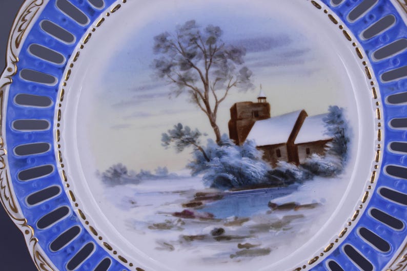 Antique Rörstrand Plate - Hand-painted Winter Scene | Collectible ...