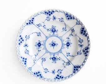 Royal Copenhagen Blue Fluted Full Lace #1087 Dessert Plate Rare Danish Porcelain