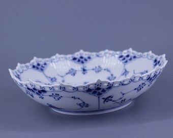 Royal Copenhagen Bleu Cannelé Full Lace no. 1018. Rare Bol Décoratif Excellent Etat Première Qualité