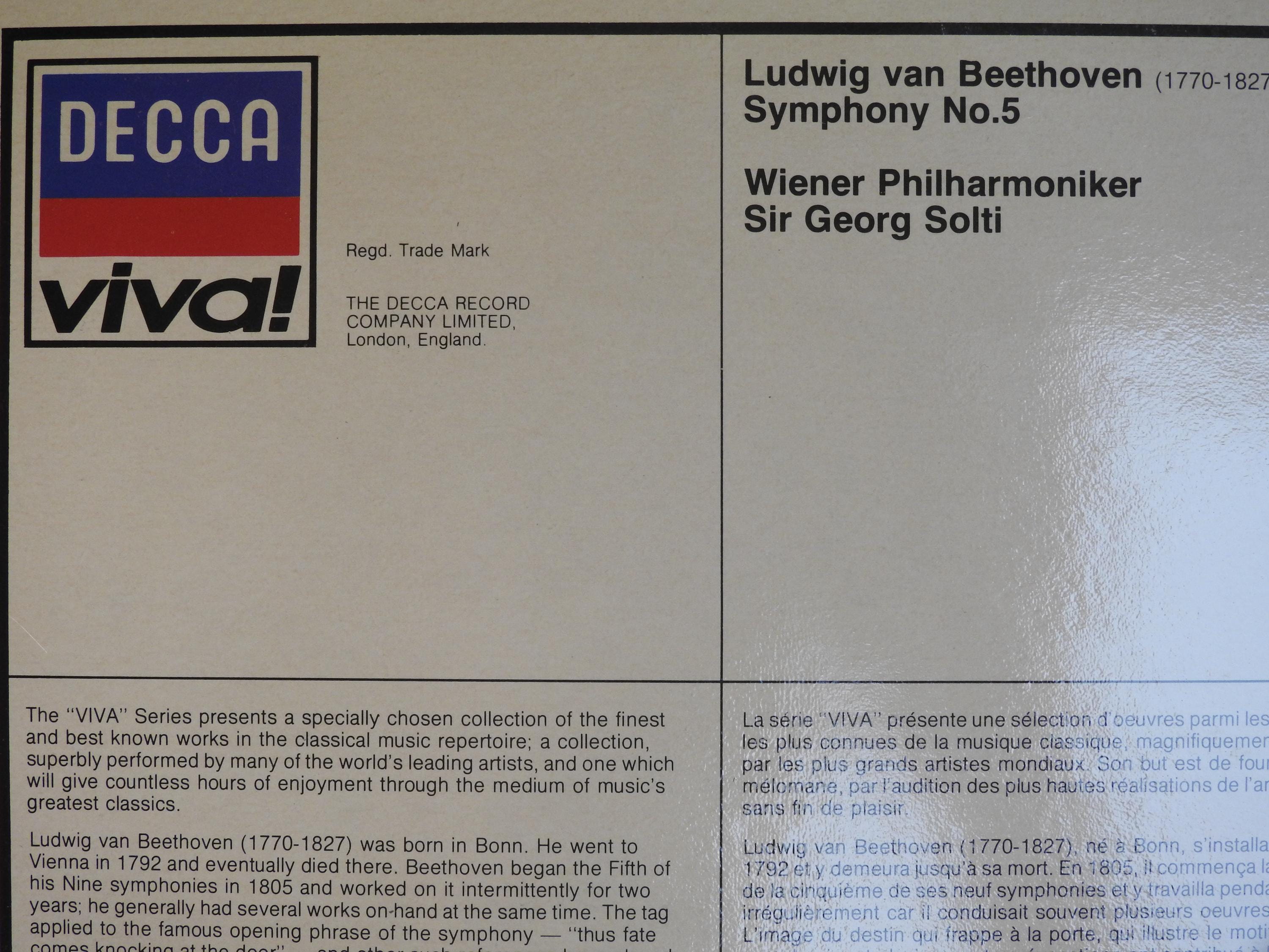 Vintage 1959 Vinyl Album GEORG SOLTI Beethoven Symphony 5 Vienna