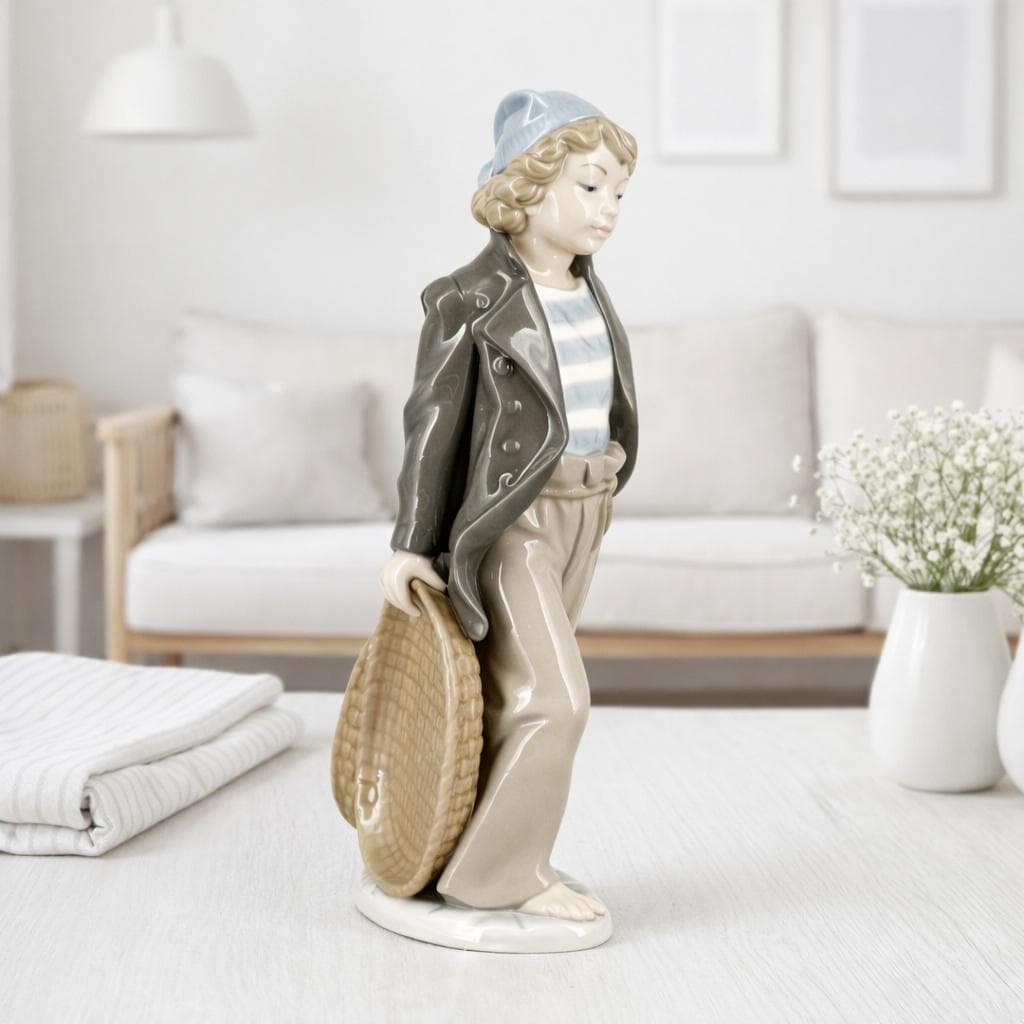 Lladro Porcelain Figurine, Boy With Baskets, Model 4856, DAISA