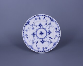 Royal Copenhagen Blue Fluted Half Lace no. 574. Dessert, Cake Plates. Hand Painted in Denmark. 1950s