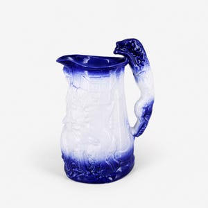 Jarra antigua de Burleigh Ironstone, Staffordshire, azul claro, grande, 25 cm, cerámica inglesa de la década de 1900