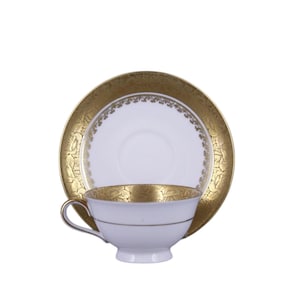 Bareuther Bavaria Gold Gilded Espresso Cup & Saucer | Vintage German Porcelain Demitasse | Elegant Fine China Cup | Collectible Espresso Set