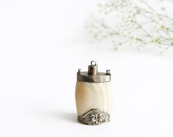 Antique Perfume Bottle Silver Plated Mother of Pearl Mini Flacon 1900s