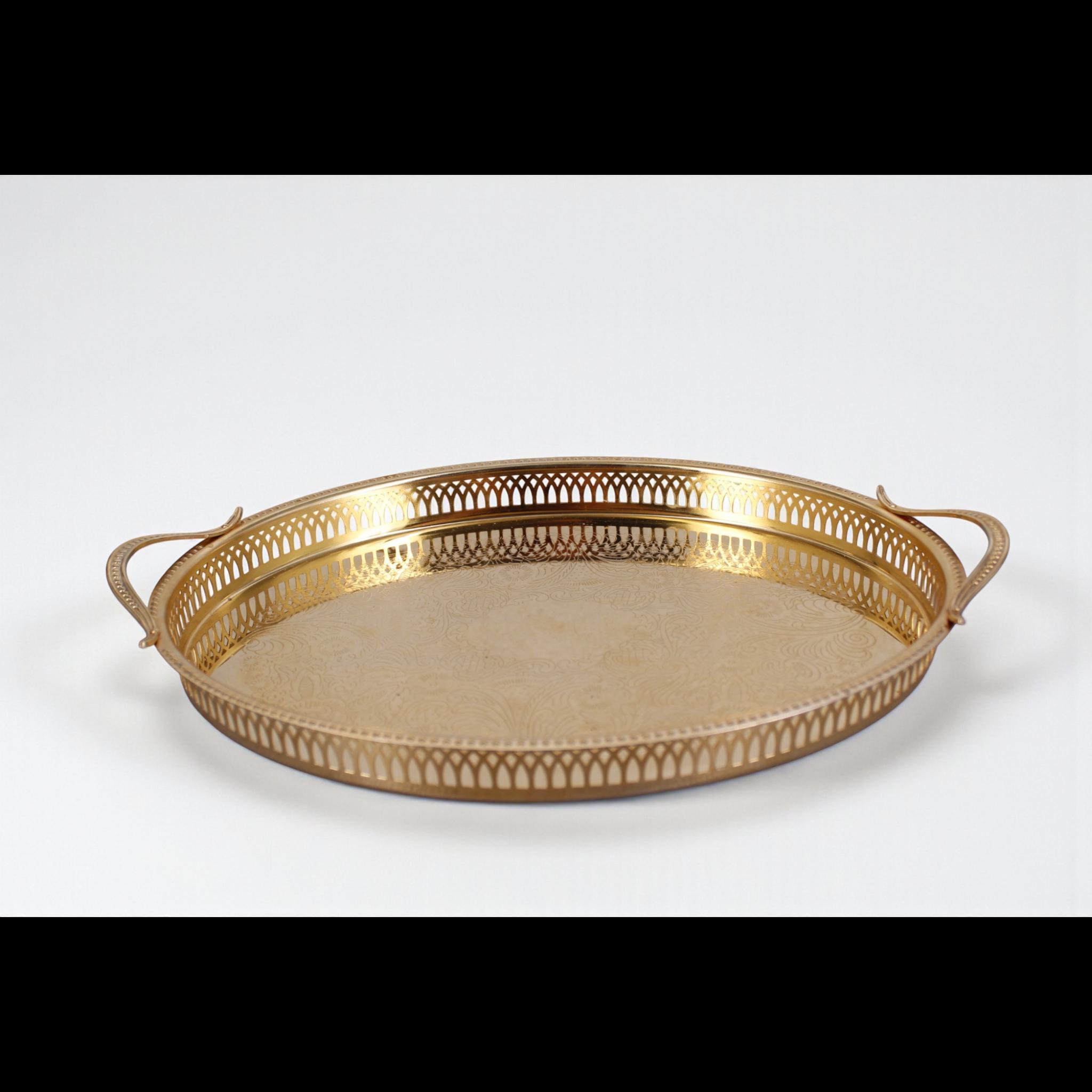 SCANDIA GULD 24金メッキ仕上げ 菓子器 トレイ Vintage Scandia Guld 24K Gold-plated Serving Tray – Original Box