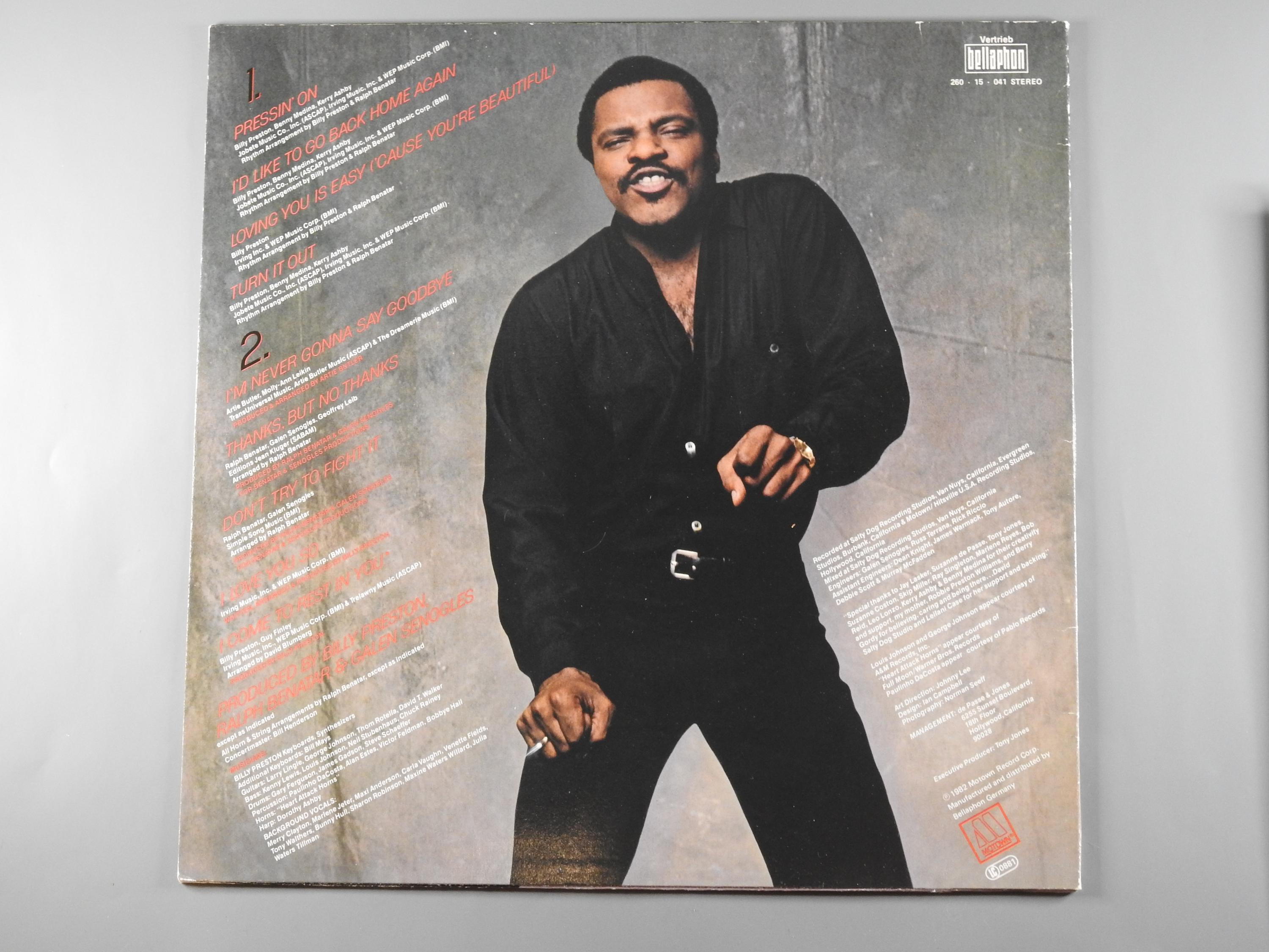 Vintage 1982 Vinyl Album Billy Preston Pressin' on Motown 260 15