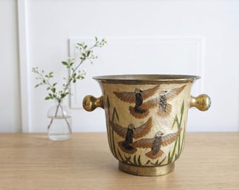 Enfriador Cloisonné francés esmaltado sobre latón años 30 grande 27 cm