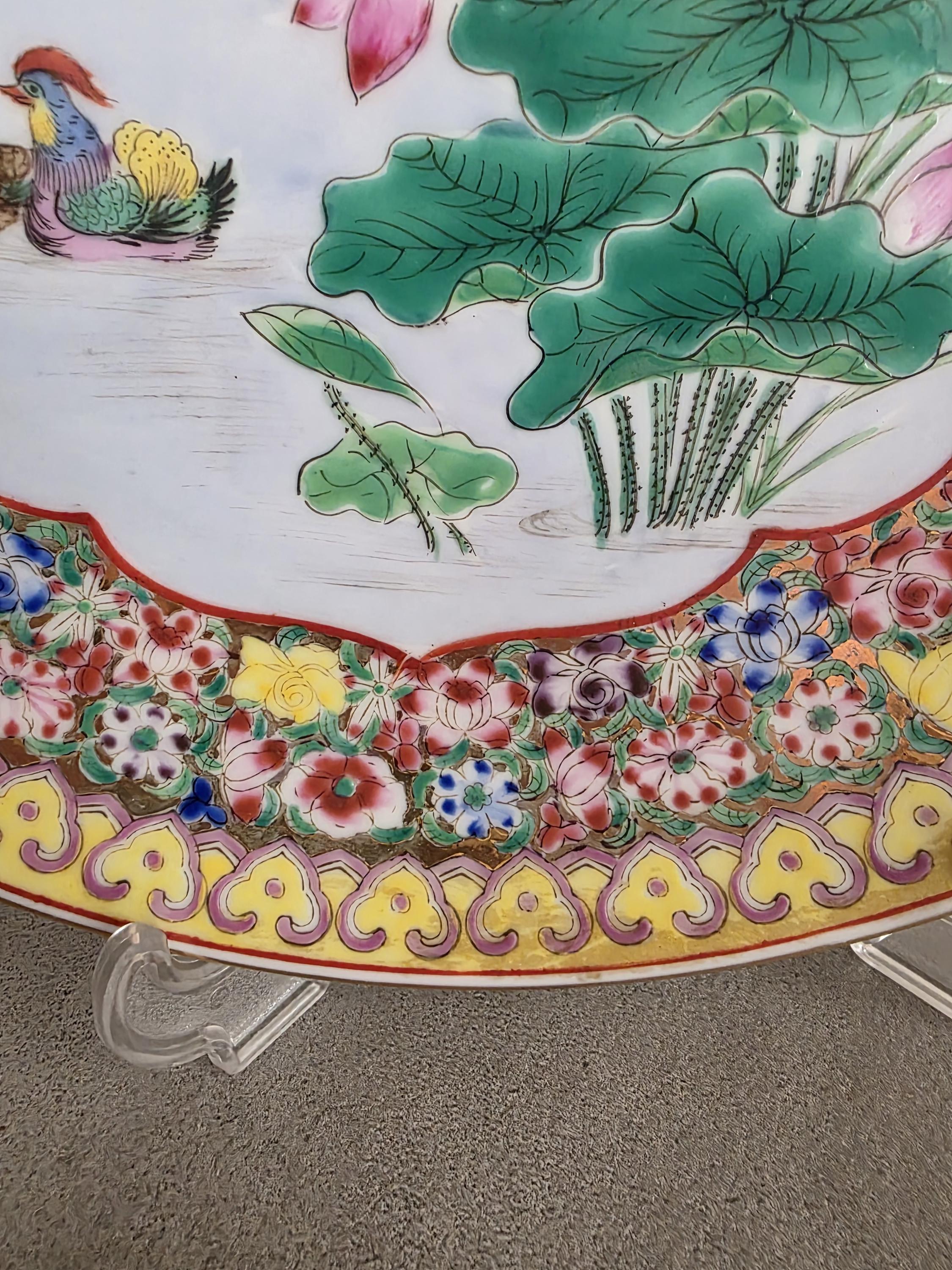 中国磁器皿 • 1900年代 黄色と金色の花柄 • オシドリ • 26 cm - Etsy 日本