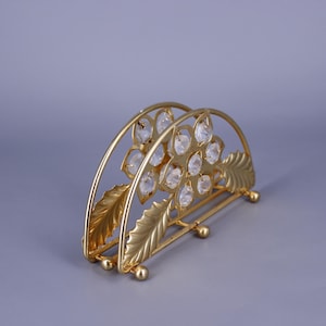 Vintage Serviettenhalter aus vergoldetem Messing – Schwedisches Design der 1960er Jahre, Blumenmotiv