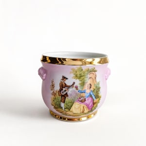 Vaso Gareis Bavaria Cachepot, década de 1920, rosa, modelo Portrait, 17 cm