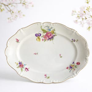 Rosenthal Pompadour ovale serveerschaal uit de jaren 1920, antiek porselein, 37 cm, bloemenmotief, Duitsland
