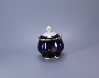 V.E.B. Porzellanwerk Reichenbach Sugar Bowl Cobalt Blue 1980's