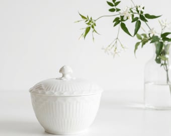 Royal Copenhagen White Fluted Half Lace #657 Covered Bowl, Vintage Danish Porcelain