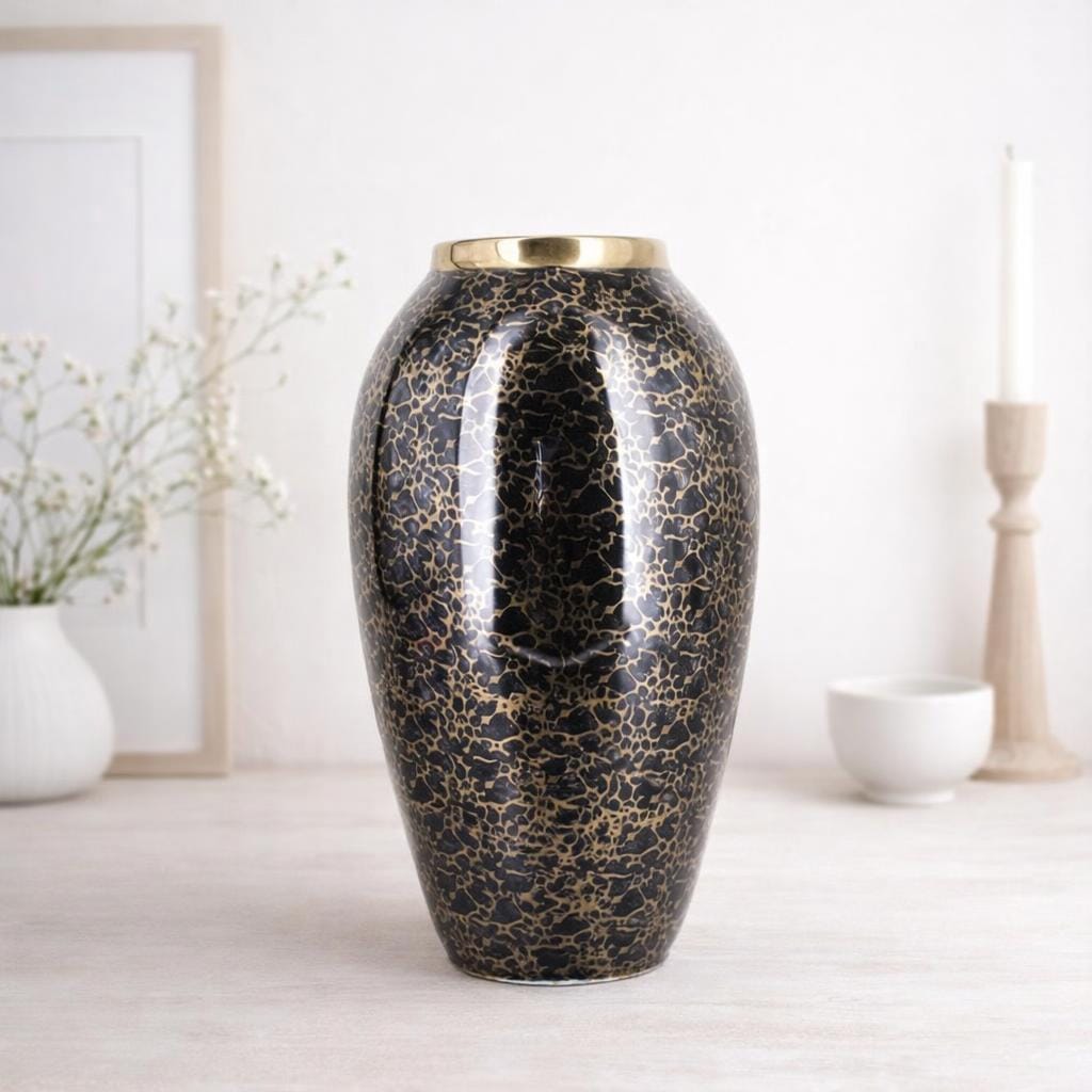 Chodzież Vase Marble Glaze – Mid Century Modern Polish Porcelain
