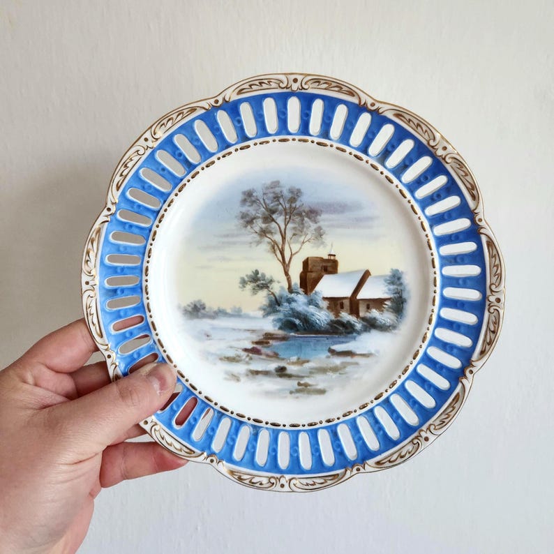Antique Rörstrand Plate - Hand-painted Winter Scene | Collectible ...
