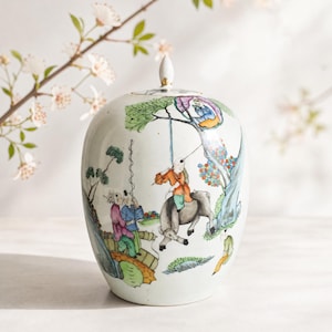 Vaso per zenzero vintage cinese Famille Rose, in porcellana, anni 1900, 32 cm.
