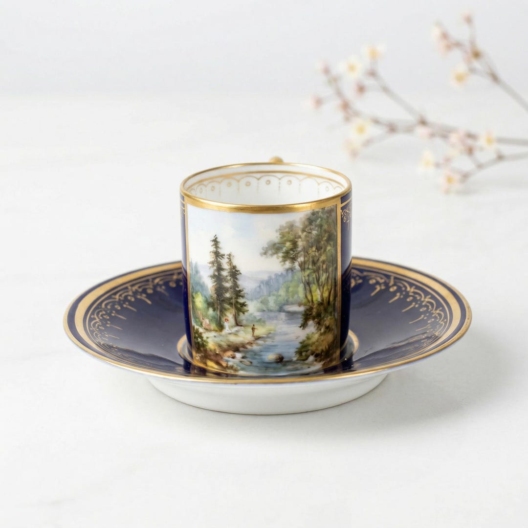 Hans Heiling Karlsbad Cup & Saucer – Late 19th C. Hand-painted ...
