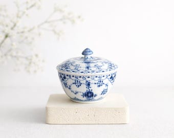 Royal Copenhagen Blue Fluted Half Lace #657 Covered Bowl, Vintage Danish Porcelain