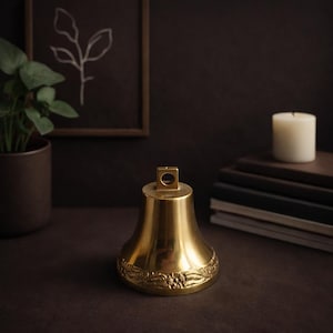 Sino de mesa decorativo sueco antigo em latão – Início do século XX