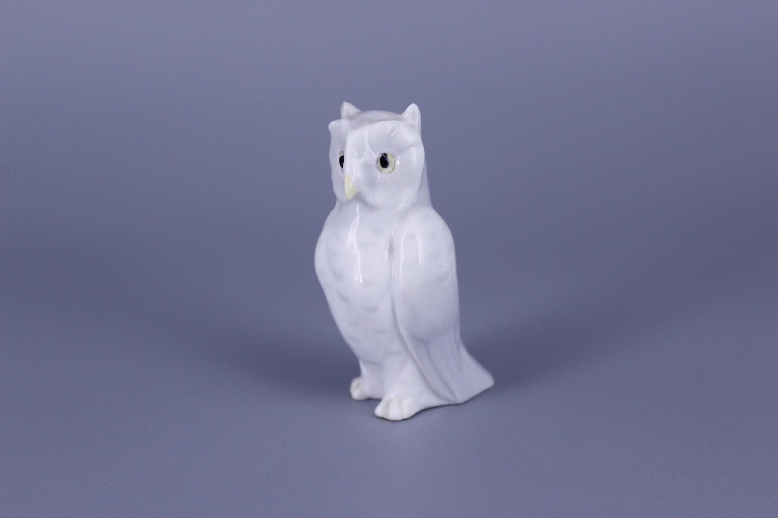 Metzler & Ortloff Owl Figurine 8cm Antique German Porcelain c1890‑1925 White Miniature Bird Il
