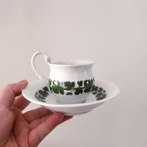 Vintage Meissen Green Indian Espresso Cup and Saucer Set – Hand-Painted Porcelain with Gilded Accents – Collectible Meissen China