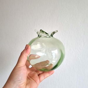 Antique Swedish Uranium Glass Apple Vase – 1920s Handblown Green Glass, Art Deco Collectible