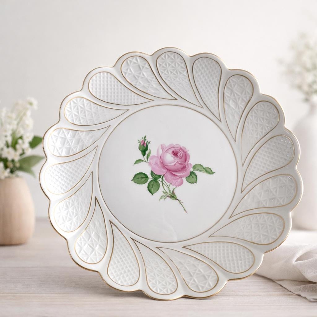 Meissen Porcelain Tray 29 cm, Pink Rose Decor - Etsy 日本