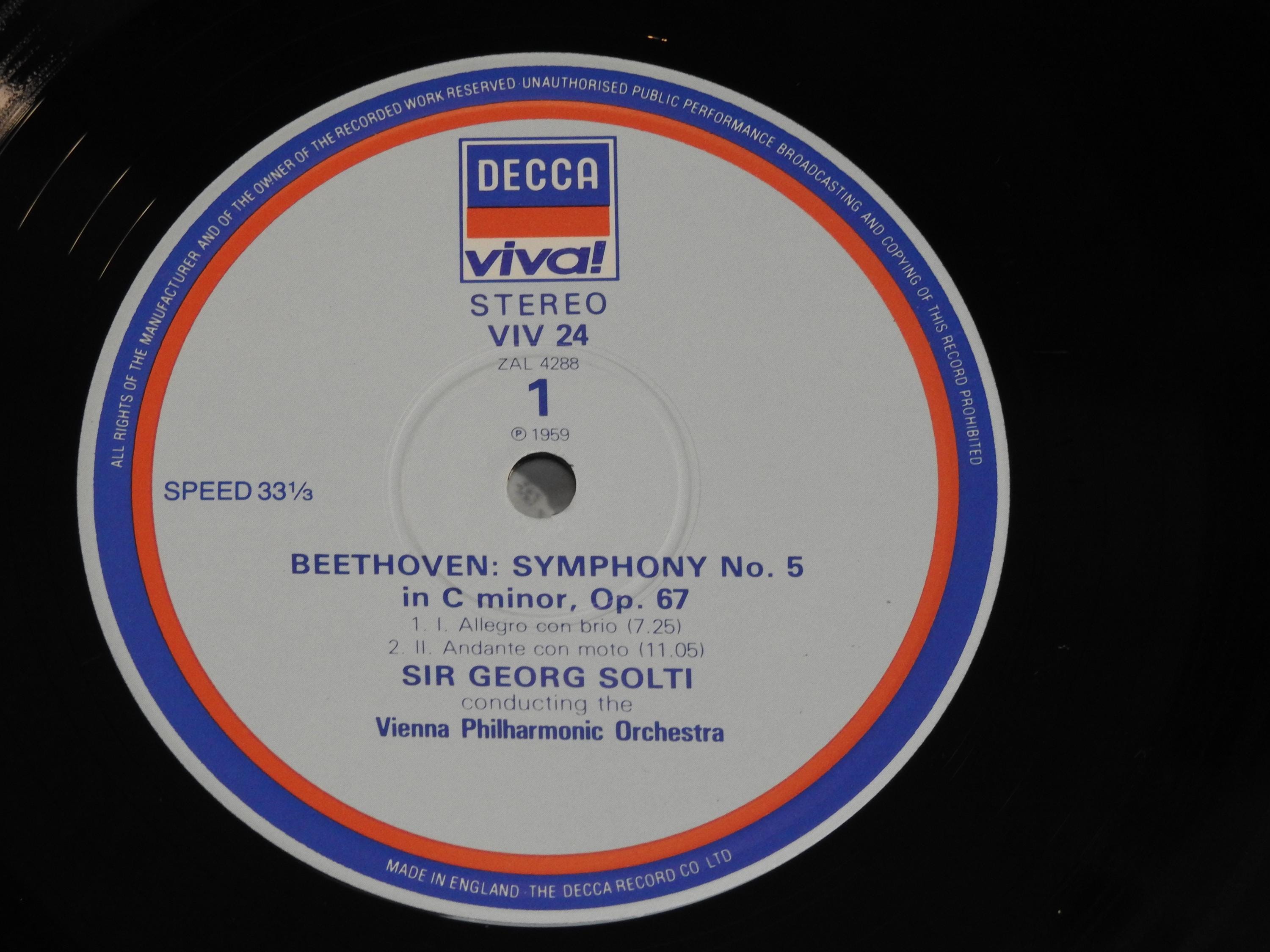 Vintage 1959 Vinyl Album GEORG SOLTI Beethoven Symphony 5 Vienna
